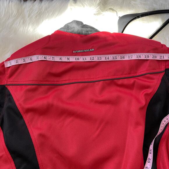 Armored Motorcycle Jacket Men XL Red Black Padded Racing First Gear Protective - Picture 10 of 12
